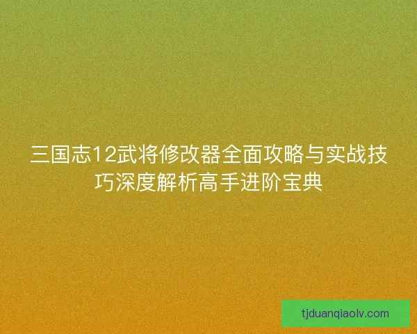 三国志12武将修改器全面攻略与实战技巧深度解析高手进阶宝典 三国志12武将修改器全面攻略与实战技巧深度解析高手进阶宝典
